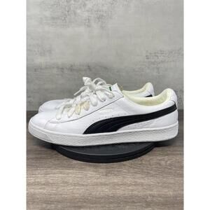 PUMA Basket Classic Shoes Mens 12 White Black Leather Trainer Casual
